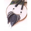  black silver bib leather feather collar 