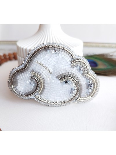 Gray cloud beads embroidery brooch 