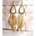 satin gold  long leaf dangle bohemian earrings