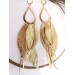 satin gold  long leaf dangle bohemian earrings