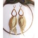 satin gold  long leaf dangle bohemian earrings