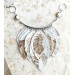 white gold leather feather necklace
