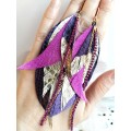 Multi layered earrings made from genuine leather
