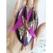 Multi layered earrings made from genuine leather