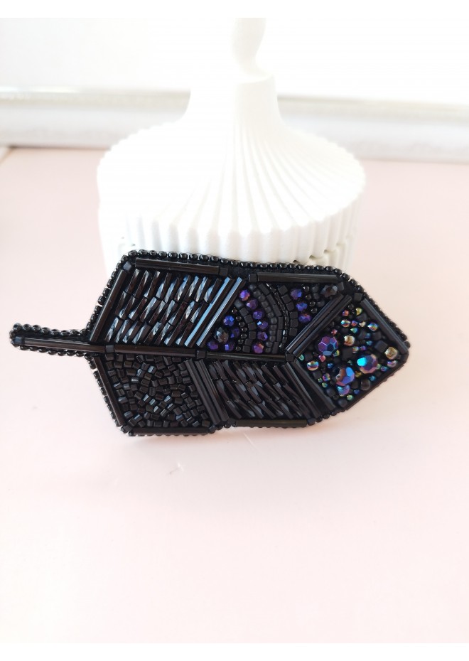 beaded black brooch  for coat