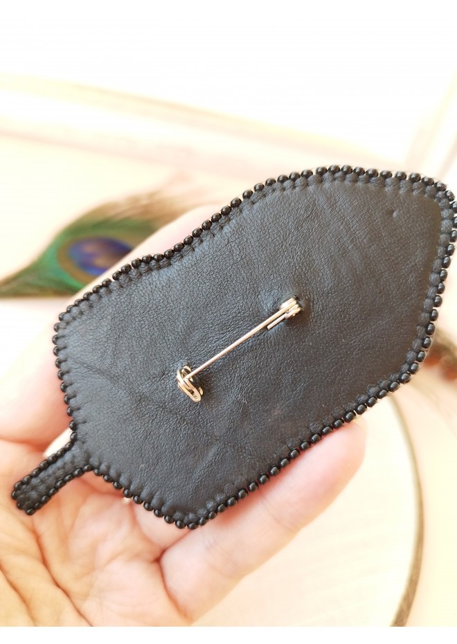 beaded black brooch  for coat
