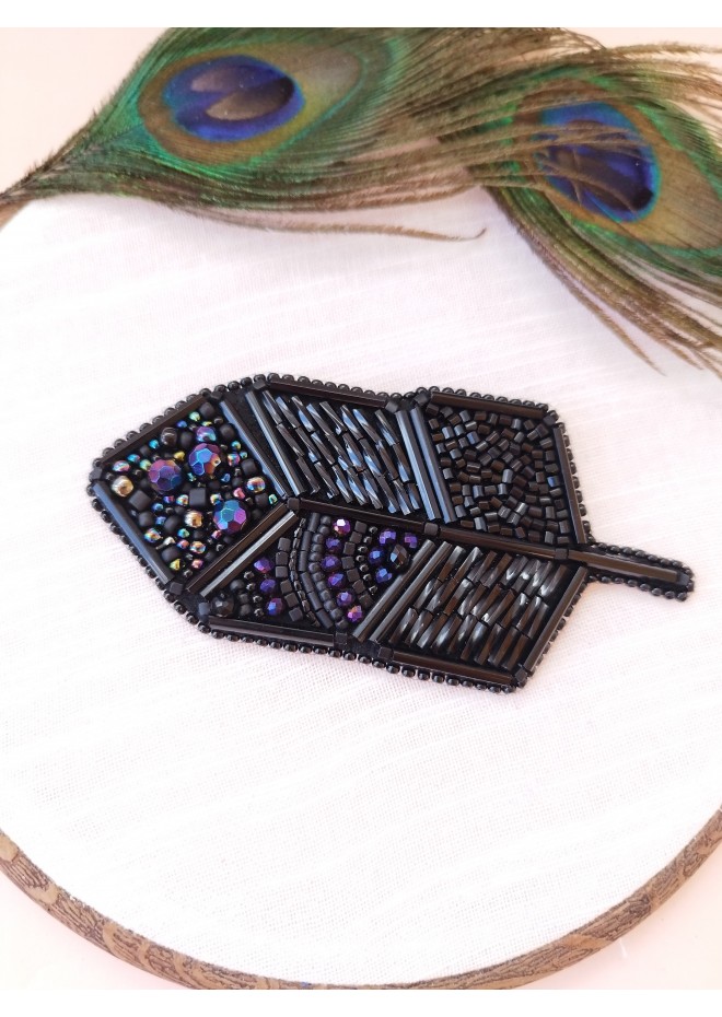 beaded black brooch  for coat