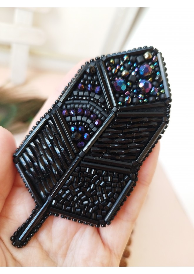 beaded black brooch  for coat