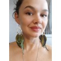 Multi layered earrings made from genuine leather