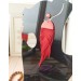 extra long  large feather red leather earrings 