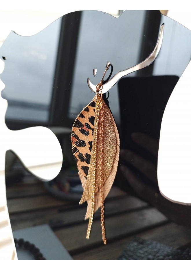Unique high quality hand cut genuine leather feather earrings.