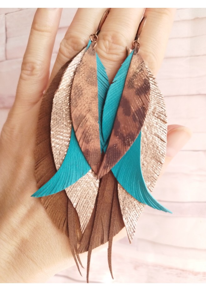 long dangle leaf earrings