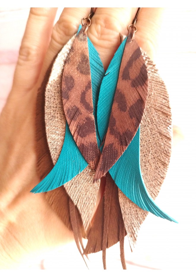  long dangle leaf earrings