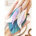 Multi layered earrings made from genuine leather