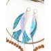 Multi layered earrings made from genuine leather