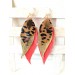 leather feather earrings coral orange genuine leather jewelry 