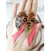 leather feather earrings coral orange genuine leather jewelry 