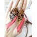 leather feather earrings coral orange genuine leather jewelry 