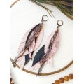 Multi layered earrings made from genuine leather