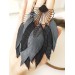 long leather feather earrings, mint genuine leather jewelry 