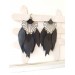 long leather feather earrings, mint genuine leather jewelry 