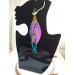 long leather feather earrings, brihgt genuine leather jewelry 