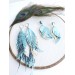 set of 2 long leather feather earrings, brihgt genuine leather jewelry 