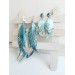 set of 2 long leather feather earrings, brihgt genuine leather jewelry 
