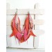 warm orange long feathers earrings genuine leather jewelry  