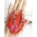 warm orange long feathers earrings genuine leather jewelry  