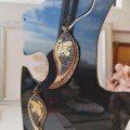 medium feathers earrings genuine leather jewelry  