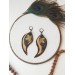 medium feathers earrings genuine leather jewelry  