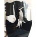 long leather feather earrings genuine leather jewelry metallic gray