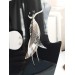 long leather feather earrings genuine leather jewelry metallic gray