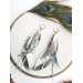 long leather feather earrings genuine leather jewelry metallic gray