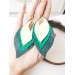 leather feather earrings yellow green , genuine leather jewelry 