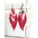 leather feather earrings pink genuine leather jewelry 