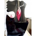 leather feather earrings pink genuine leather jewelry 