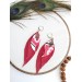leather feather earrings pink genuine leather jewelry 