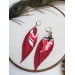 leather feather earrings pink genuine leather jewelry 