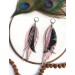leather feather earrings pink genuine leather jewelry 