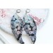 printed black long feathers earrings genuine leather jewelry  