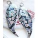 printed black long feathers earrings genuine leather jewelry  