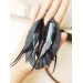 black long feathers earrings genuine leather jewelry  