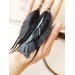 black long feathers earrings genuine leather jewelry  