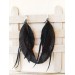 black long feathers earrings genuine leather jewelry  