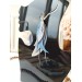 blue long feathers earrings genuine leather jewelry  