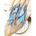 blue long feathers earrings genuine leather jewelry  