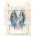 blue long feathers earrings genuine leather jewelry  