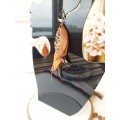 brown long feathers earrings genuine leather jewelry  